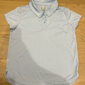 Athleta Girl Light Blue Short Sleeve T Shirt Golf Tennis Polo Size Medium 8-10